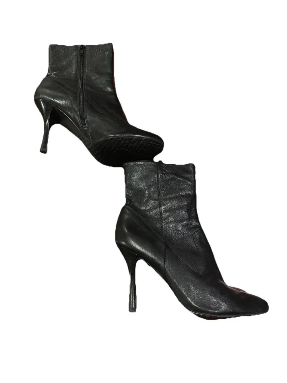 Calvin Klein Women's Black Leather Stiletto Heeled Dress Booties Shoes Size 7.5